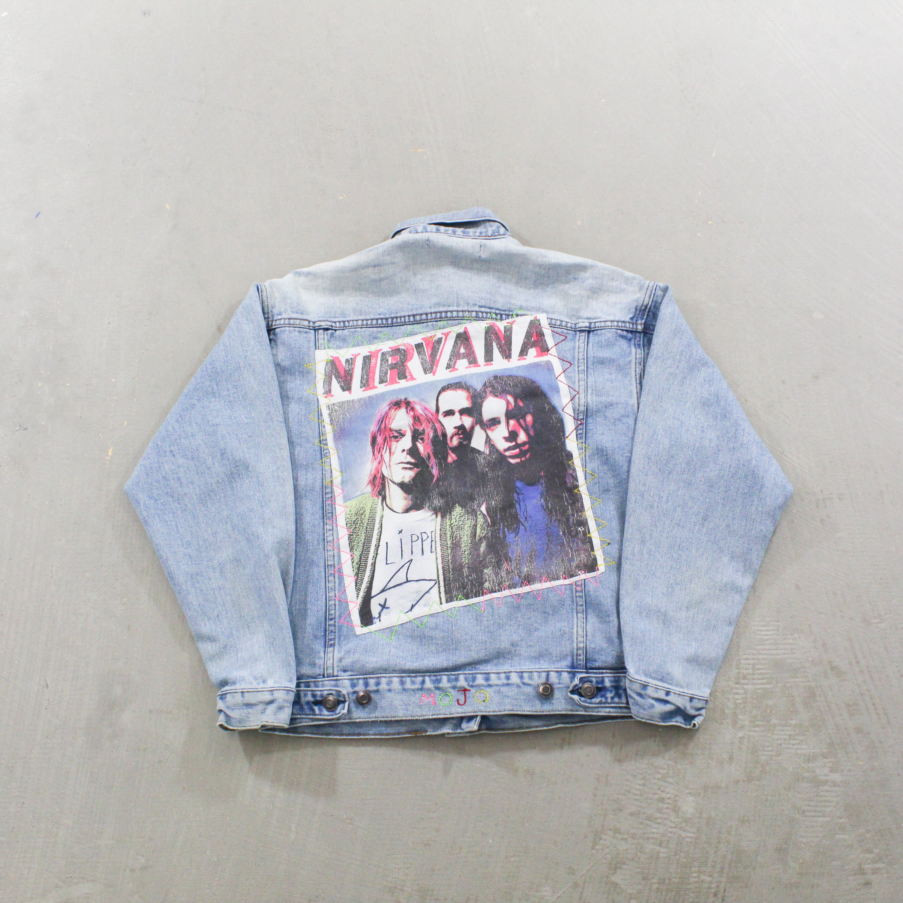 F- HOM Nirvana Picture & Text Reworked Custom Denim Jackets