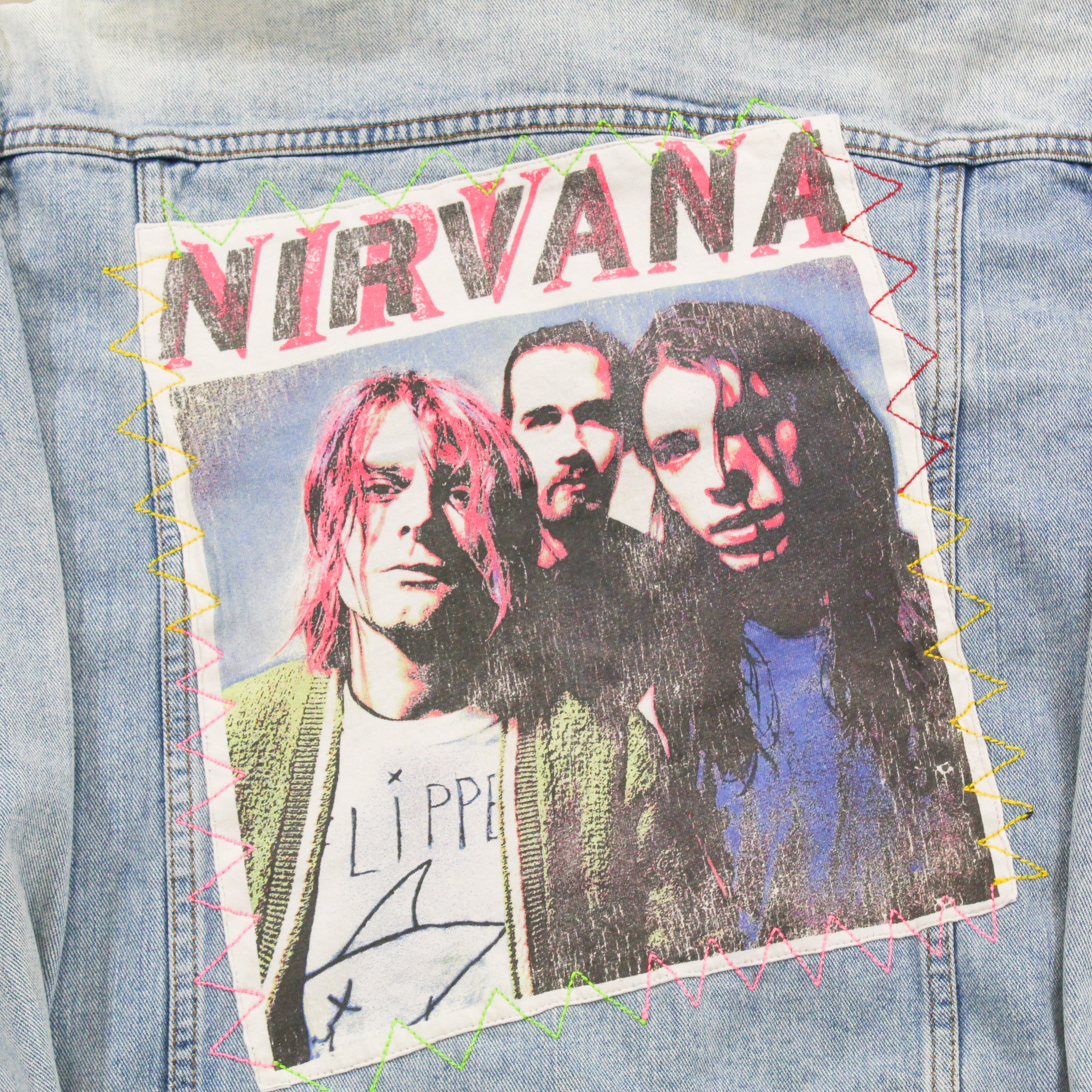 F- HOM Nirvana Picture & Text Reworked Custom Denim Jackets