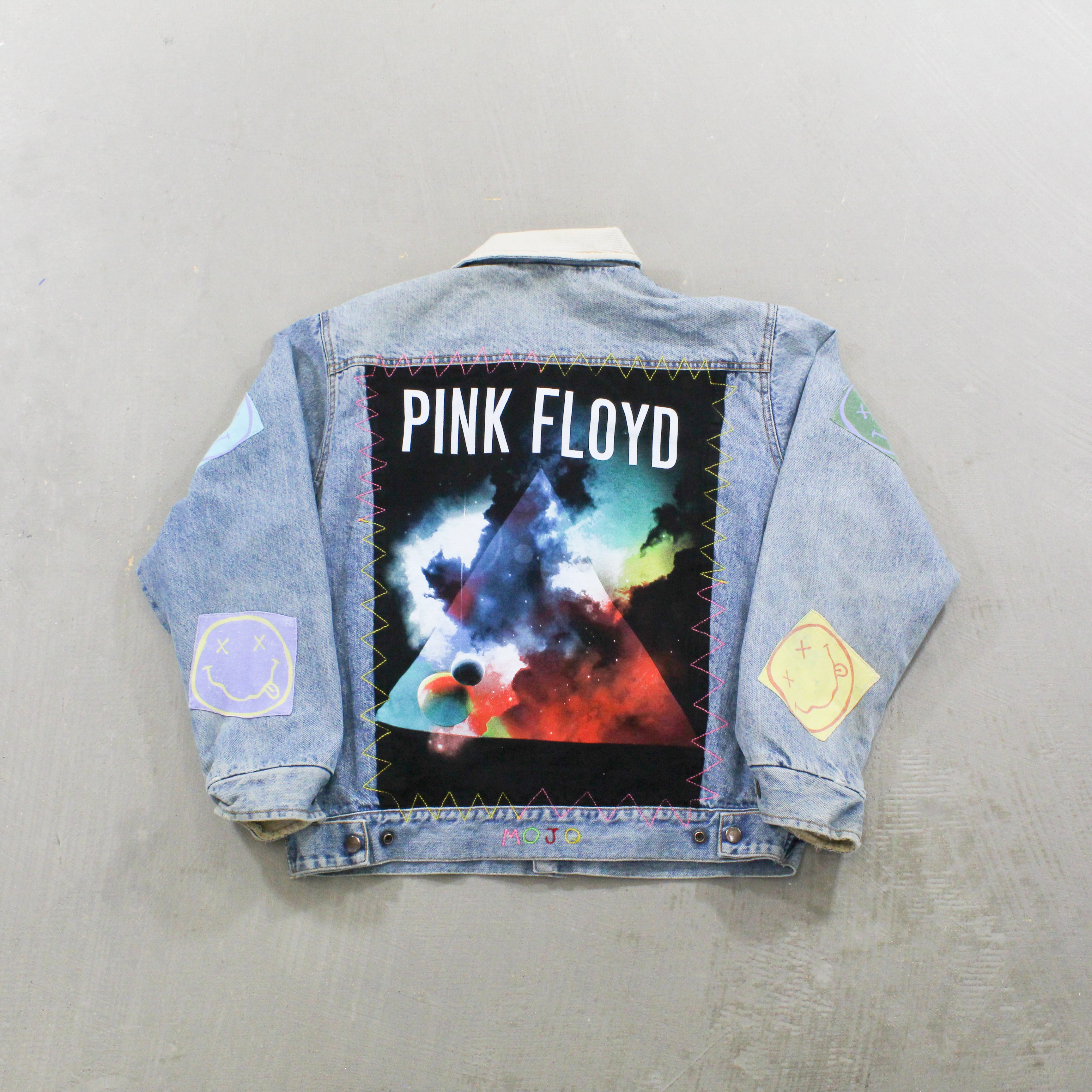 F- HOM Nirvana/Pink Floyd Corduroy Collar Reworked Custom Denim Jackets