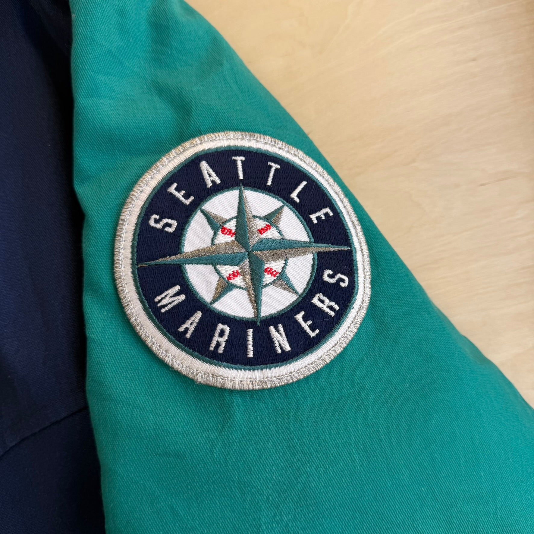 J- Vintage 90s Seattle Mariners MLB #1 Apparel Embroidered Logo Made In USA Winter Bomber Jacket - XL
