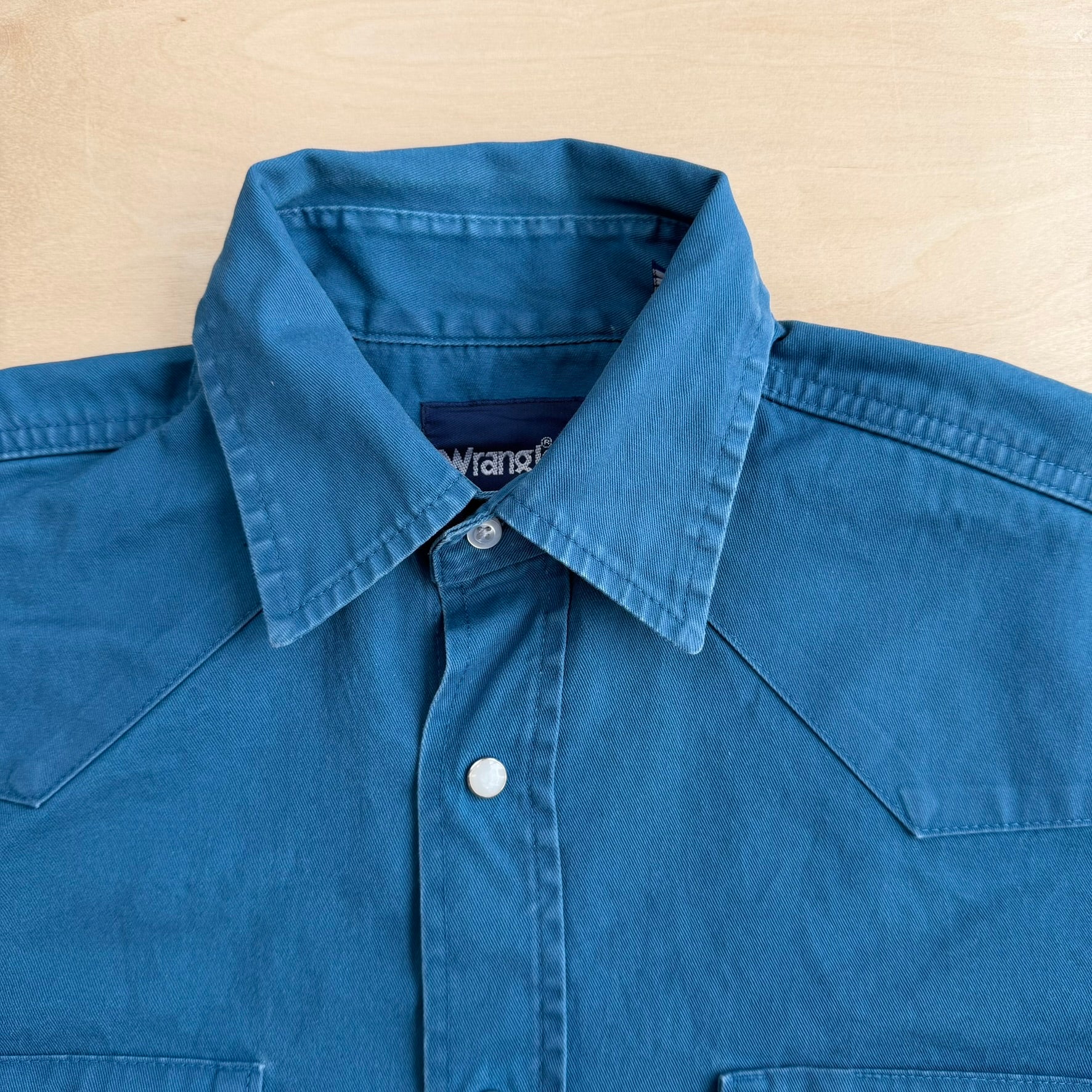 J- Vintage Wrangler Western Pearl Snap Teal Button Down Shirt - L