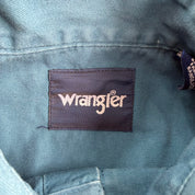 J- Vintage Wrangler Western Pearl Snap Teal Button Down Shirt - L