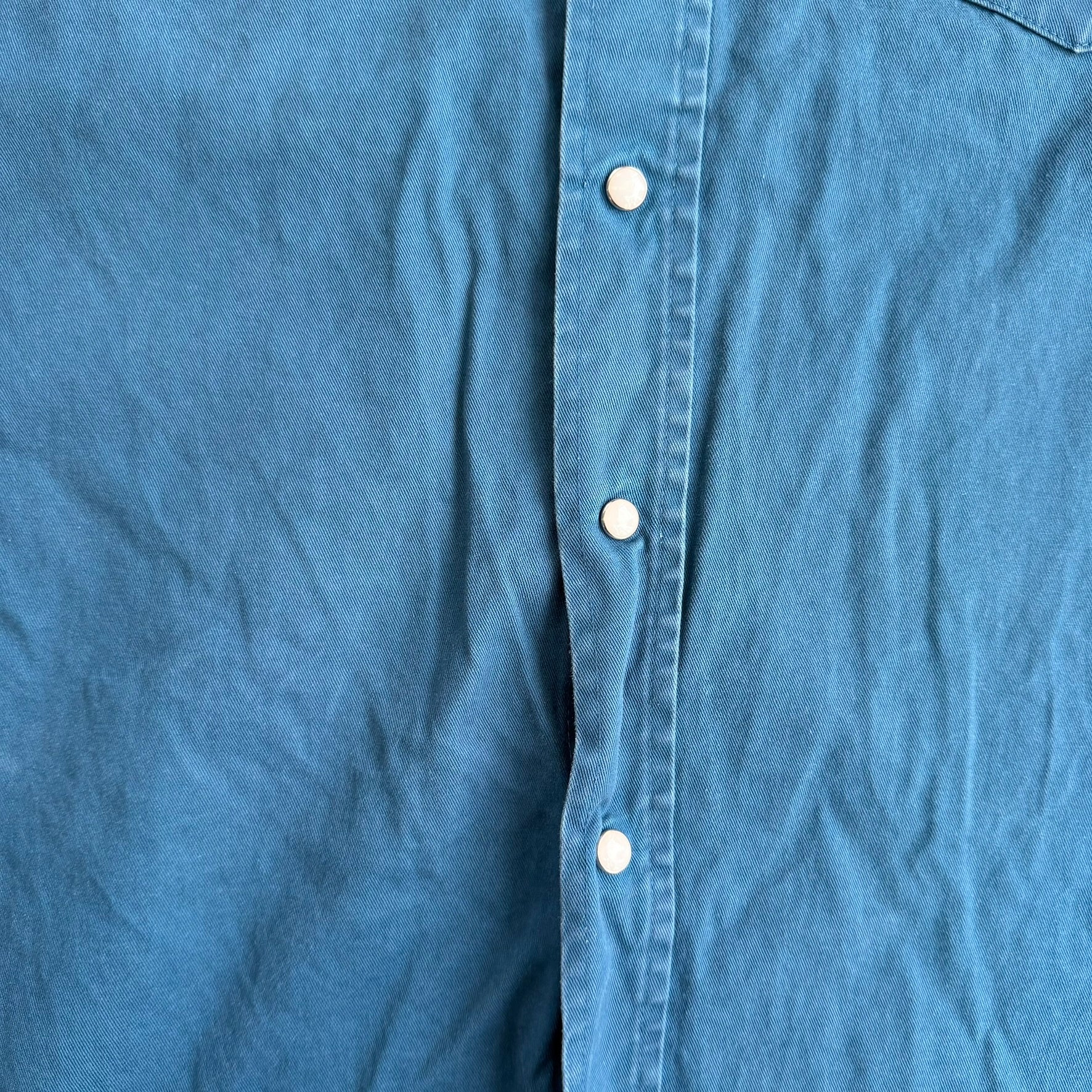 J- Vintage Wrangler Western Pearl Snap Teal Button Down Shirt - L