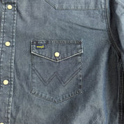 J- Vintage Wrangler Western Denim Pearl Snap Button Down Shirt - L