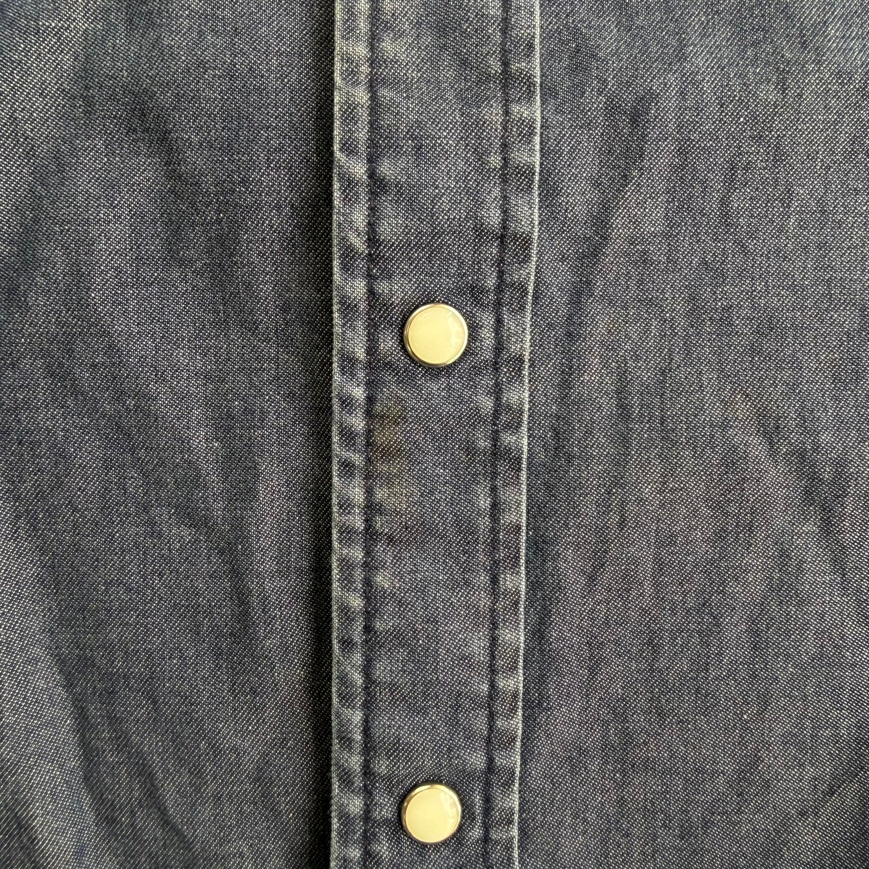 J- Vintage Wrangler Western Denim Pearl Snap Button Down Shirt - L