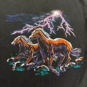 J- Vintage Horses & Lightning Graphic Single Stitch Tee - M