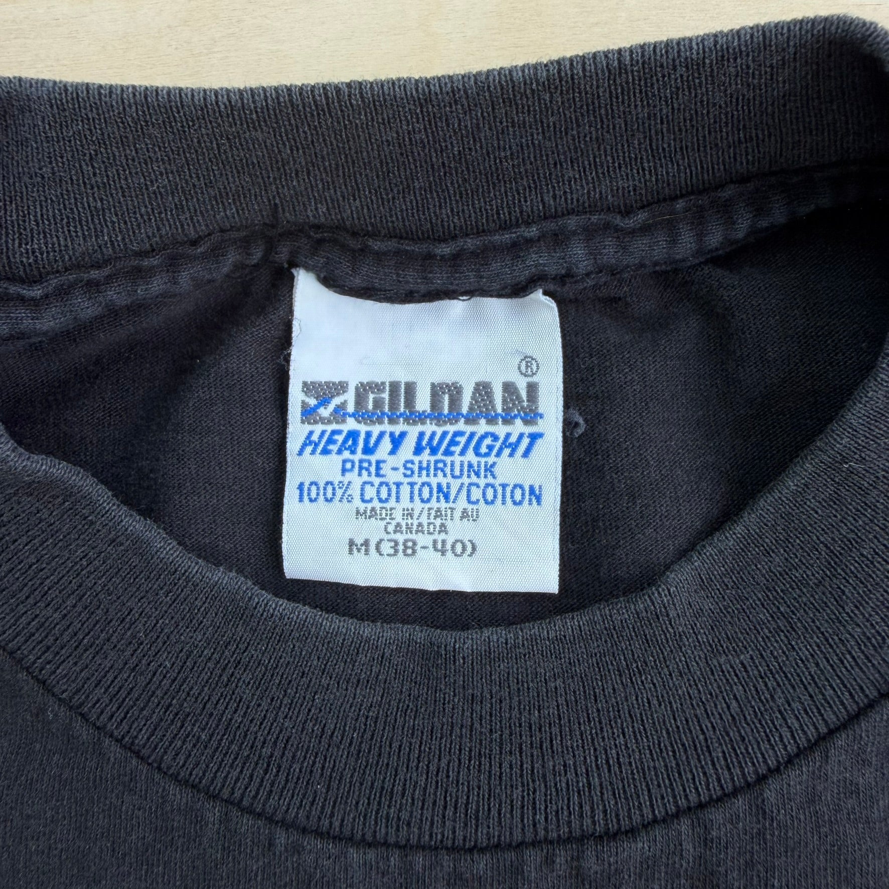 J- Vintage '93 Wolves In Winter Forest & Moon Graphic Single Stitch Gildan Heavy Weight Tag Tee - M