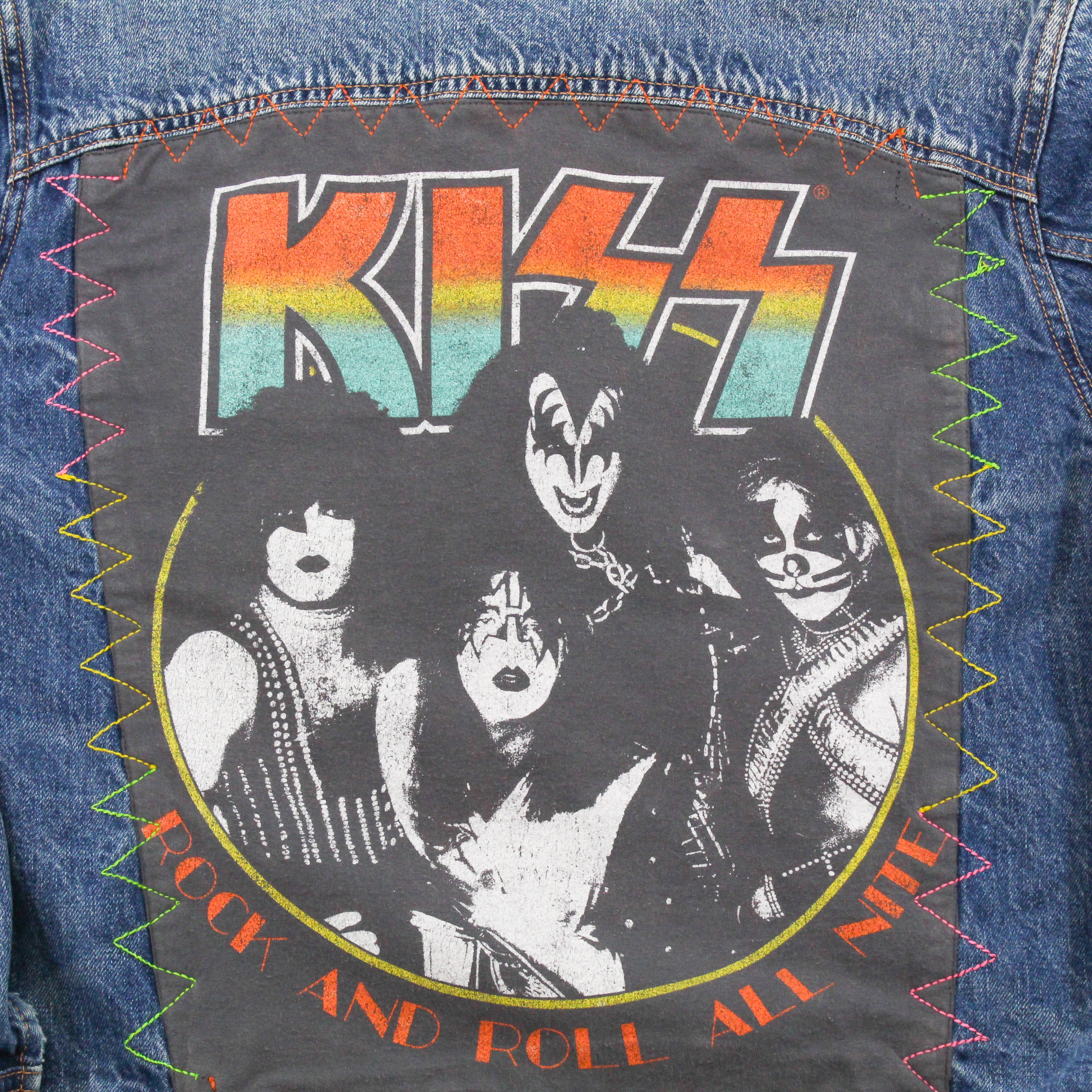 F- HOM Rolling Stones & Kiss Reworked Custom Denim Jackets
