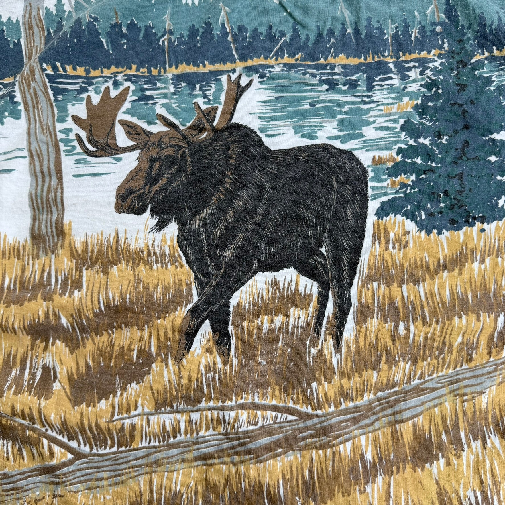 J- Vintage Molson Canadian Wildlife Moose Jumbo Print Single Stitch Tee - XL