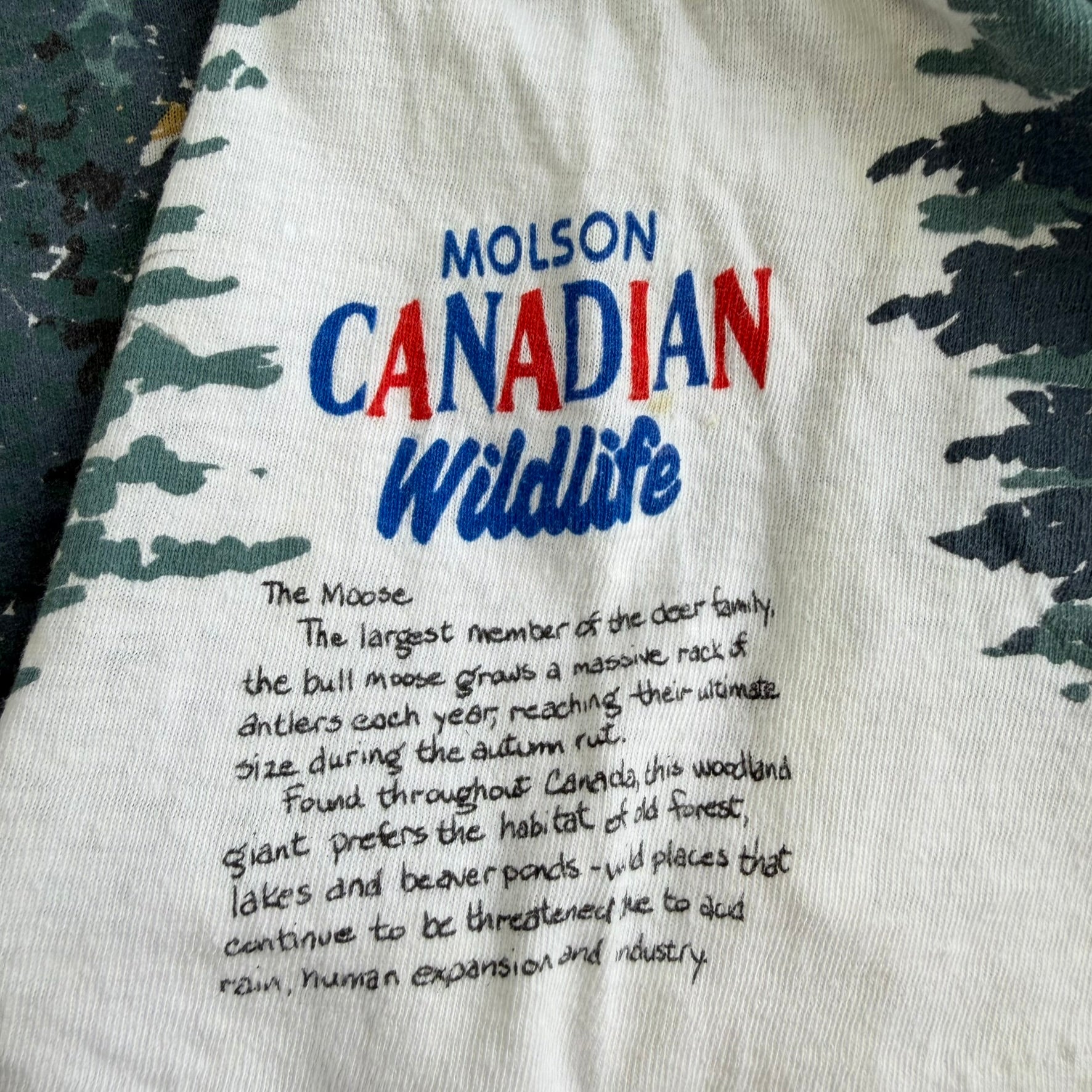 J- Vintage Molson Canadian Wildlife Moose Jumbo Print Single Stitch Tee - XL