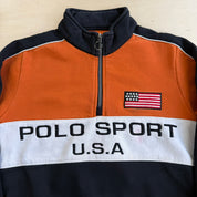 J- Polo Sport RL USA Embroidered Text Quarter Zip Crewneck - M