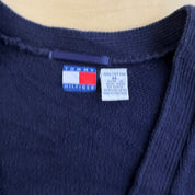 J- Vintage Tommy Hilfiger Embroidered Crest Navy Cardigan Knit Sweater - M