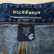 J- Vintage Rocawear Embroidered Logo Denim Jorts - 36 waist 14.5 inseam