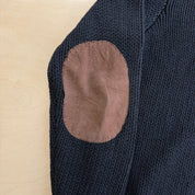 J- Vintage 90s Polo RL Leather Elbow Black Wool Knit Sweater - L
