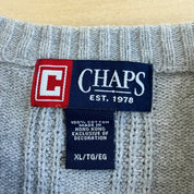 J- Vintage Chaps RL Embroidered Logo Light Grey Knit Sweater - XL