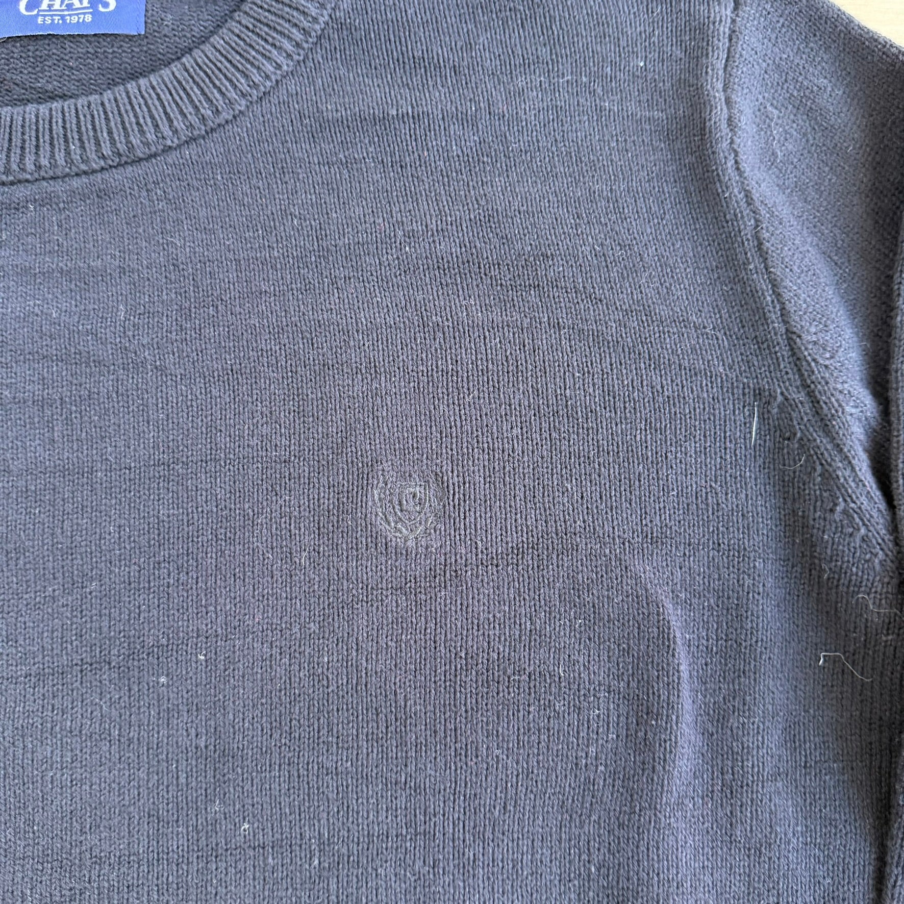 J- Vintage Chaps RL Embroidered Logo Black Knit Sweater - M