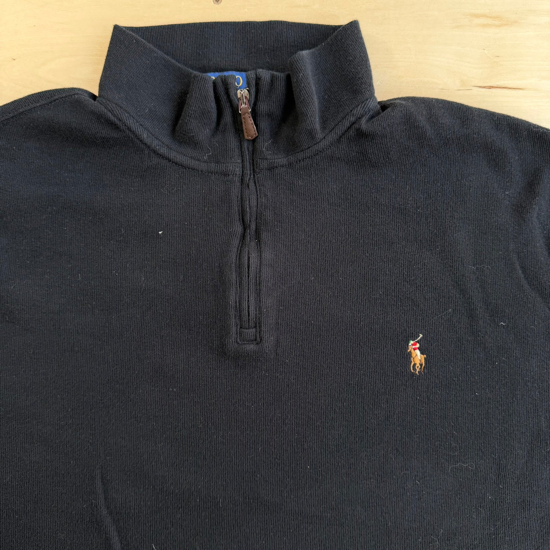 J- Vintage Polo RL Embroidered Logo Quarter Zip Knit Sweater - 2XL