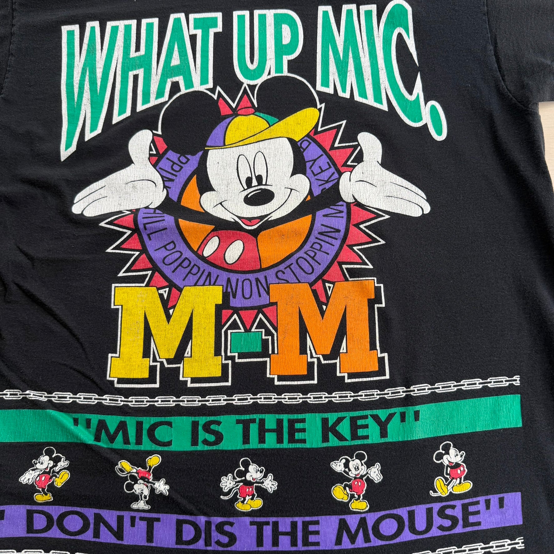 J- Vintage Disney Jerry Leigh What Up Mic! Graphic Single Stitch Tee - OSFA (fits L/XL)