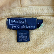 J- Vintage 90s Polo RL Embroidered Logo Yellow Zip Up Hoodie - XL