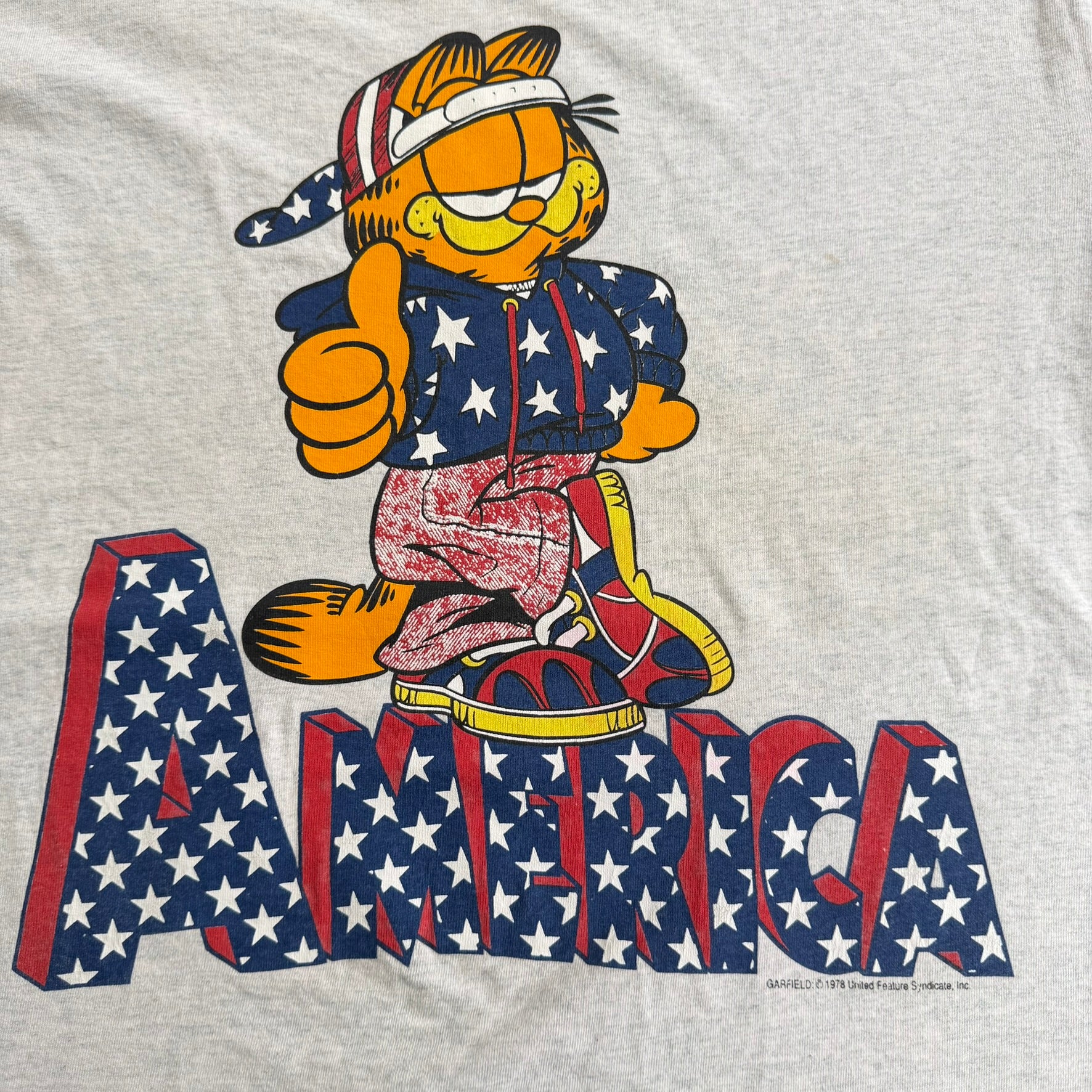 J- Vintage Garfield America '78 Graphic Made In USA Single Stitch Tee - XL