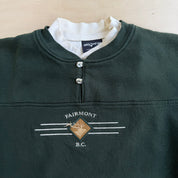 J- Vintage Fairmont BC Canada Embroidered Graphic Henley Crewneck - XL