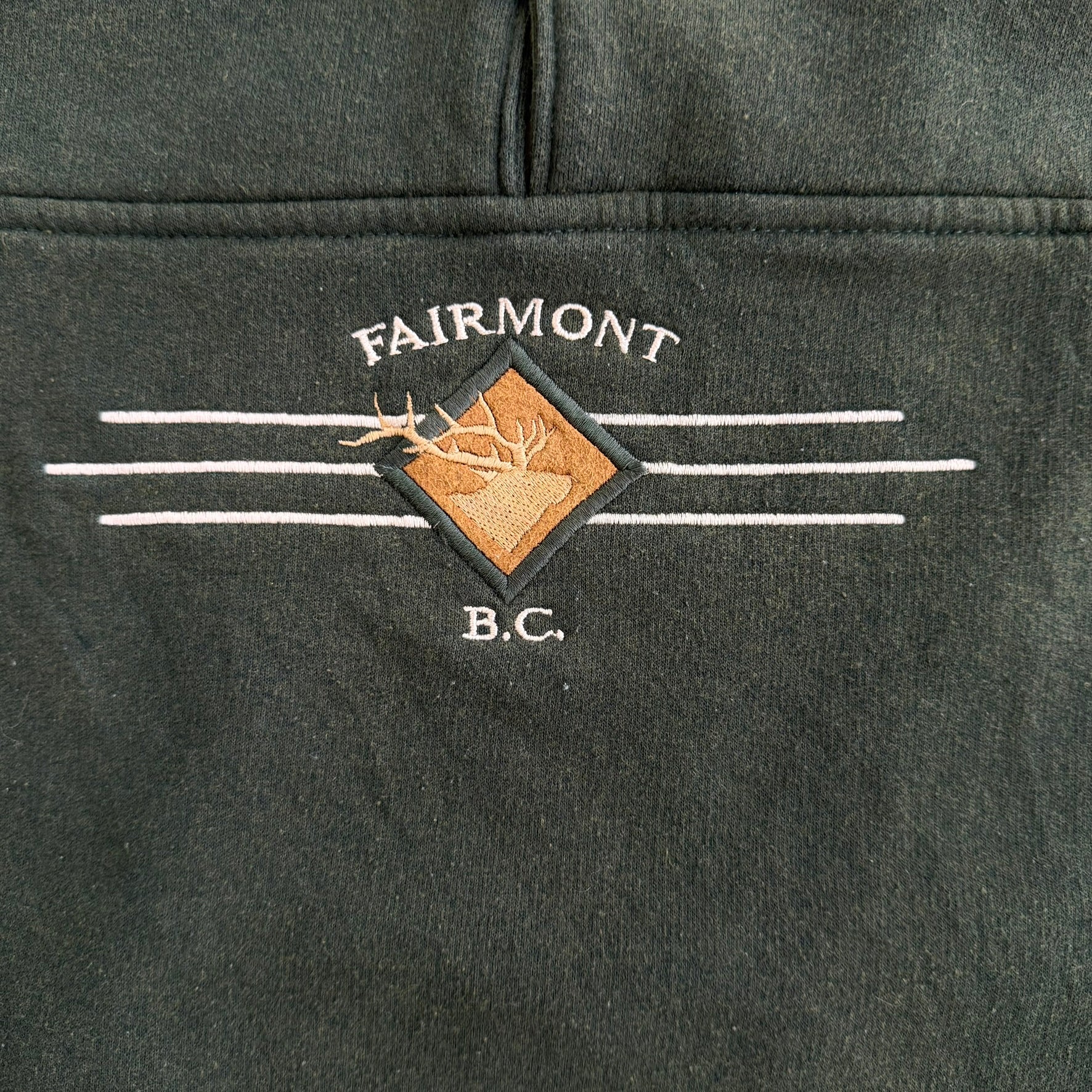 J- Vintage Fairmont BC Canada Embroidered Graphic Henley Crewneck - XL