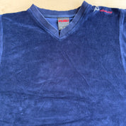 J- Vintage 90s Fubu Embroidered Text Sleeveless Velour Vest - 2XL