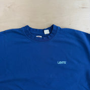J- Vintage Levi's Embroidered Text Blue Crewneck - L