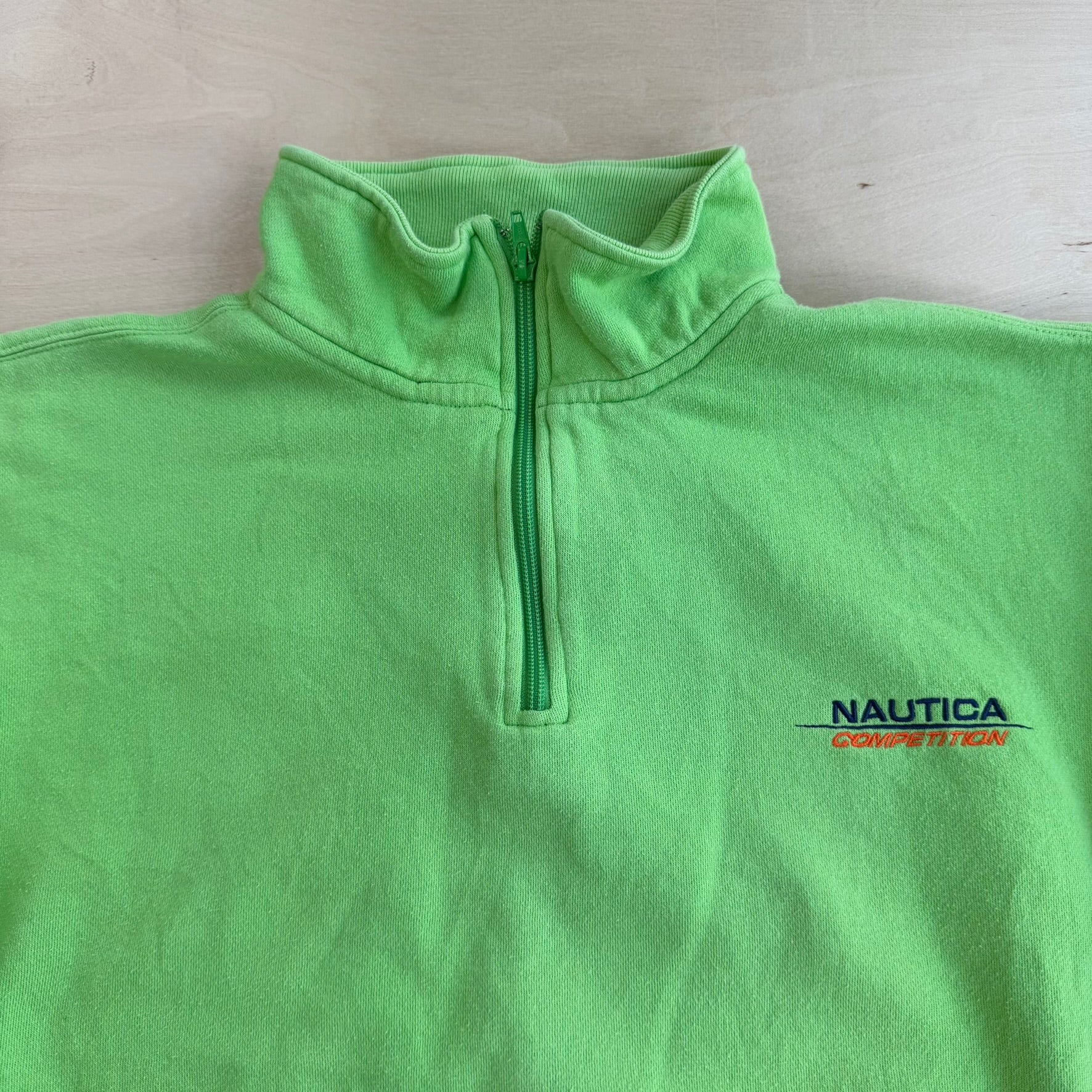 J- Vintage Nautica Competition Embroidered Text Quarter Zip Crewneck - L