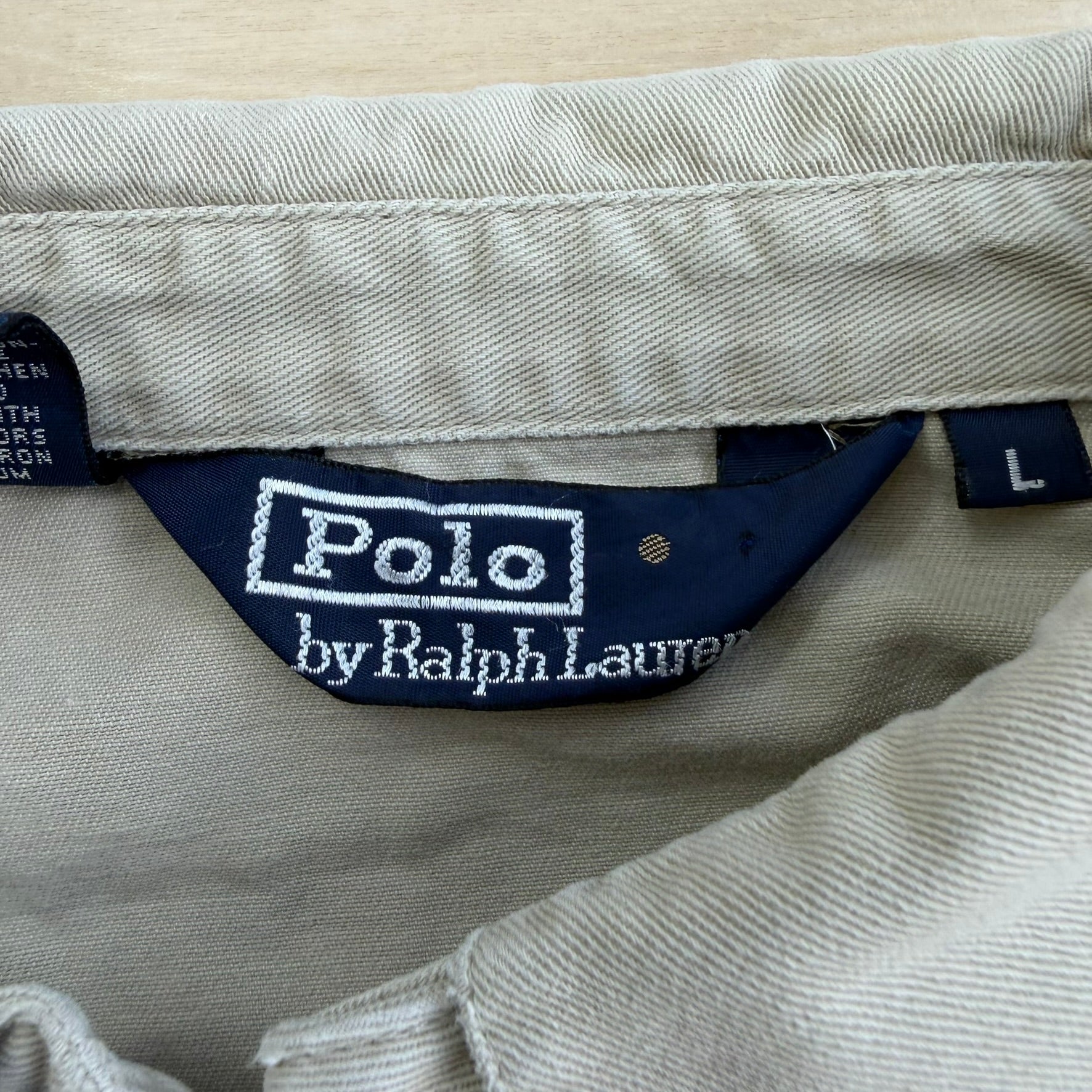 J- Vintage Polo RL Embroidered Logo Bomber Style Beige Zip Up Jacket - L