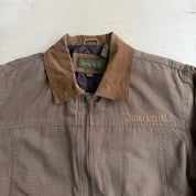 J- Vintage Timberland Leather & Canvas Zip Up Work Jacket - L