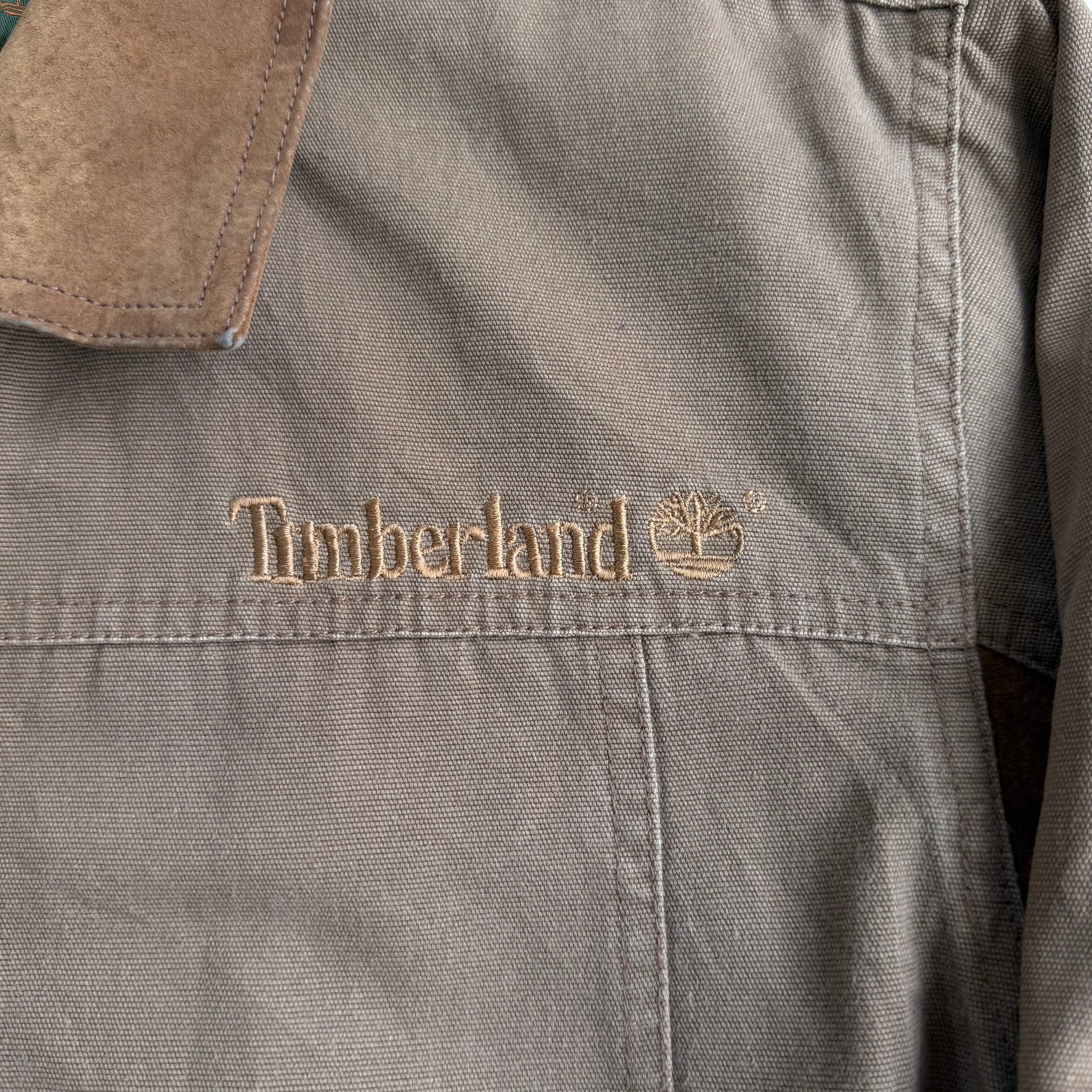 J- Vintage Timberland Leather & Canvas Zip Up Work Jacket - L