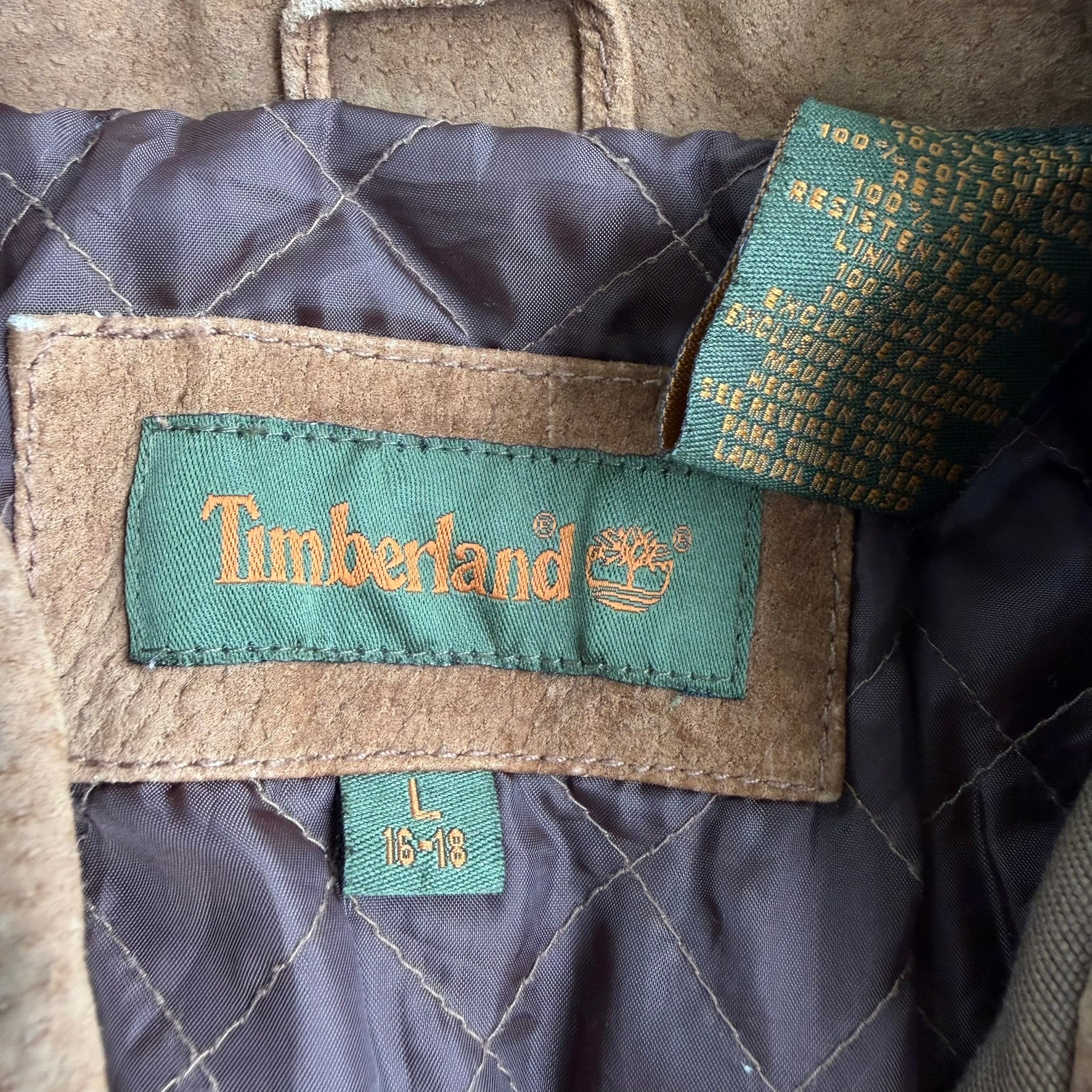 J- Vintage Timberland Leather & Canvas Zip Up Work Jacket - L