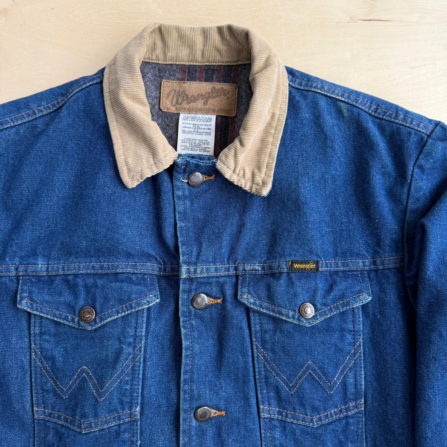 J- Vintage Wrangler Western Blanket Lined Denim Jacket - 44L (fits XL)