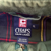 J- Vintage Ralph Lauren Chaps Embroidered Logo Bomber Style Green Zip Up Jacket - XL
