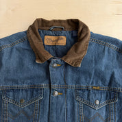 J- Vintage Wrangler Western Plaid Blanket Lined Denim Jacket - L