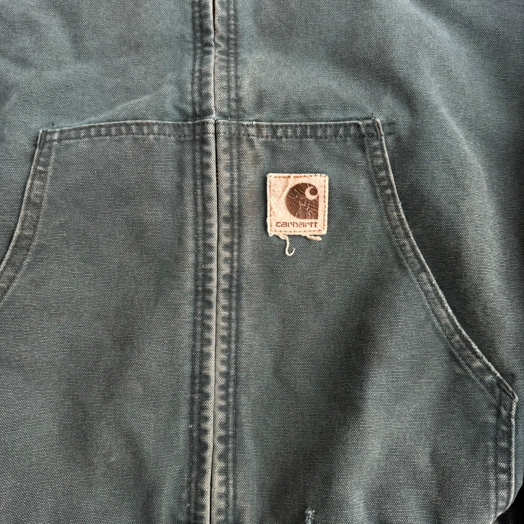 J- Vintage Carhartt Canvas Zip Up Hooded Work Jacket - XL