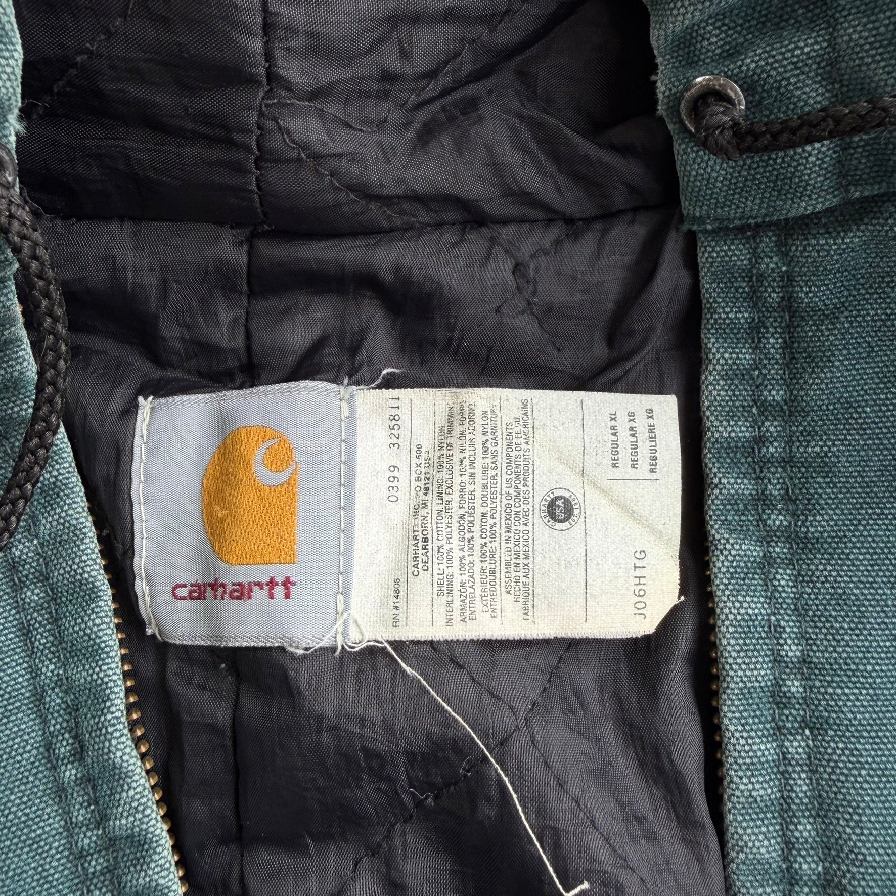 J- Vintage Carhartt Canvas Zip Up Hooded Work Jacket - XL