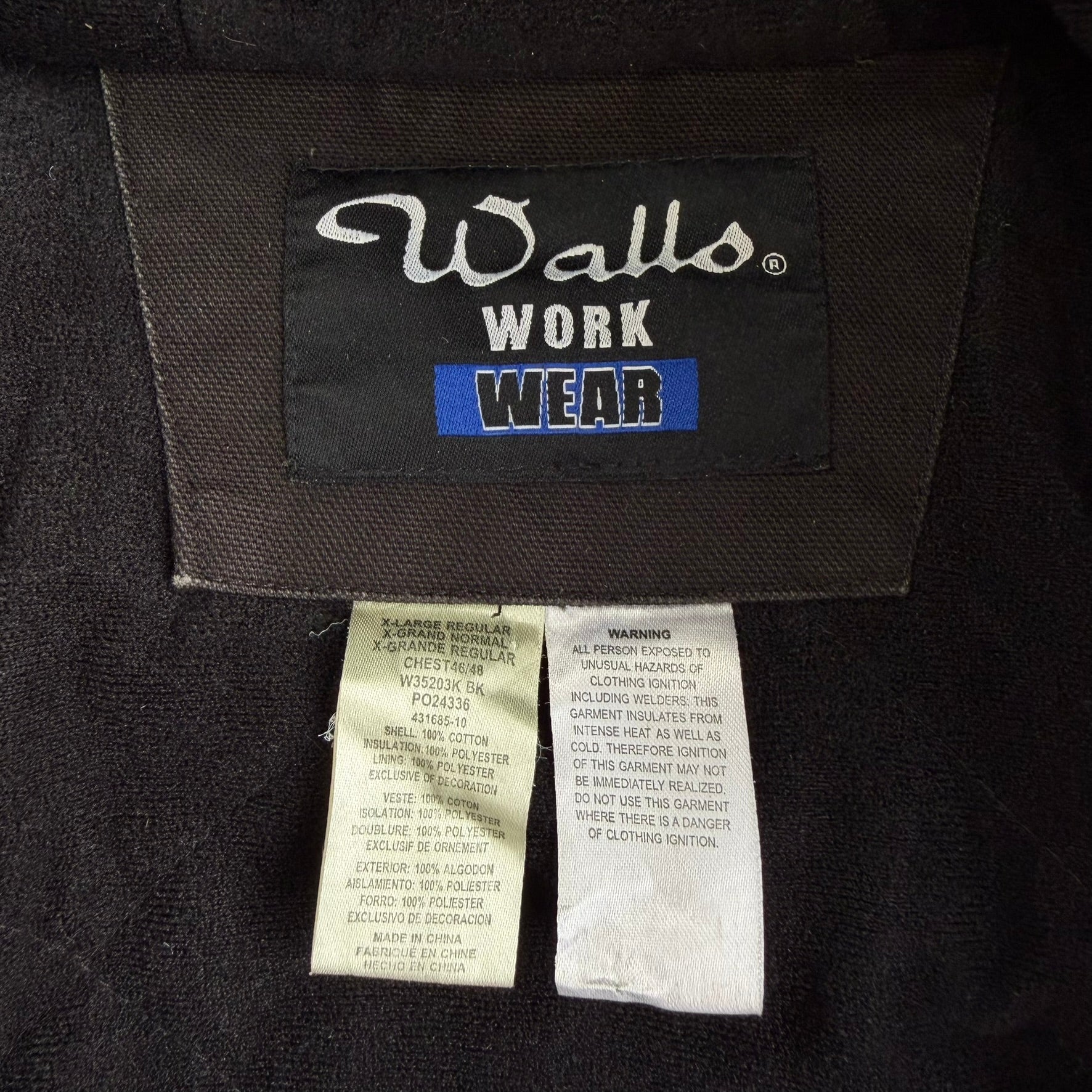 J- Vintage Walls Workwear Faded Black Canvas Hooded Work Jacket - XL