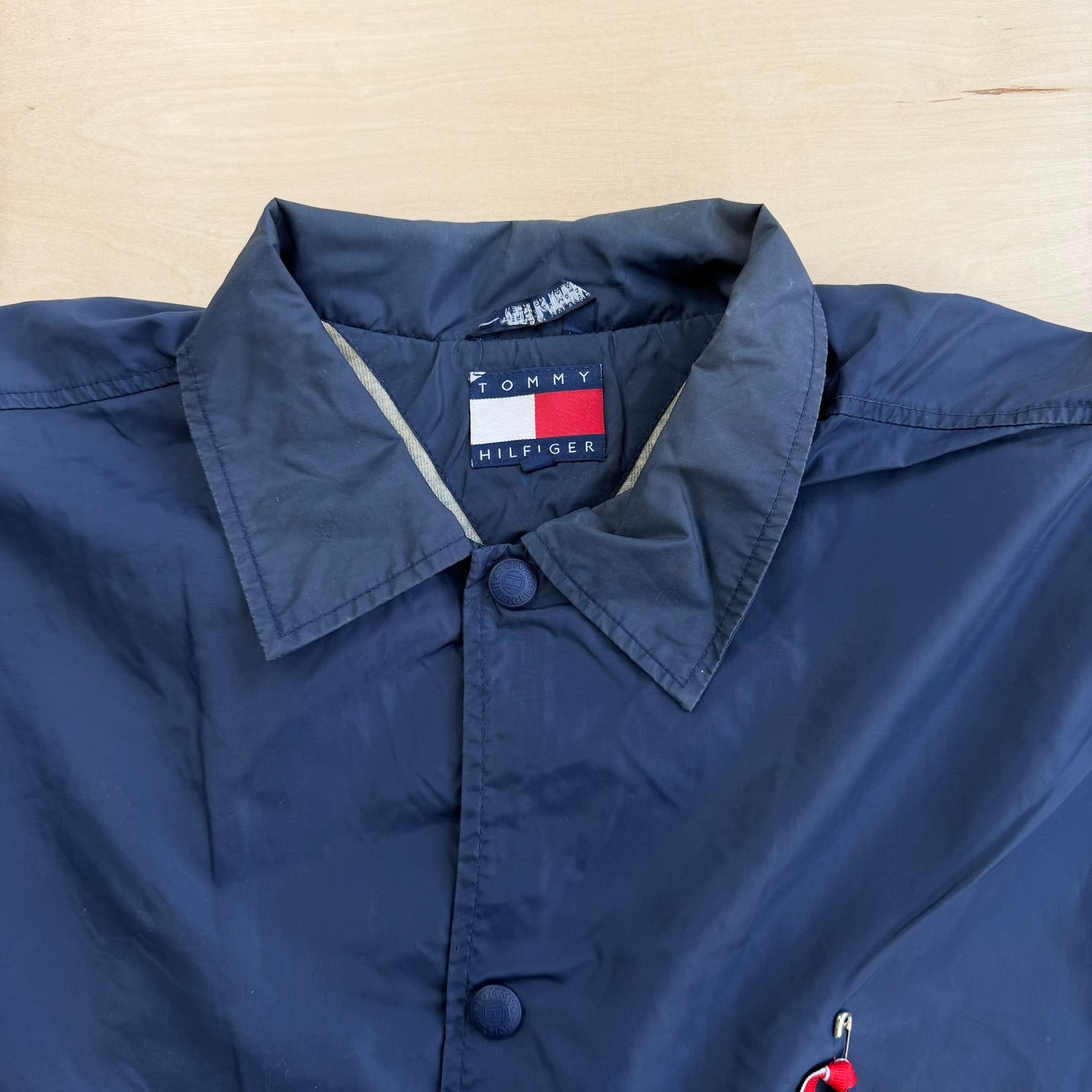 J- Vintage Tommy Hilfiger Embroidered Text Coach Jacket - L