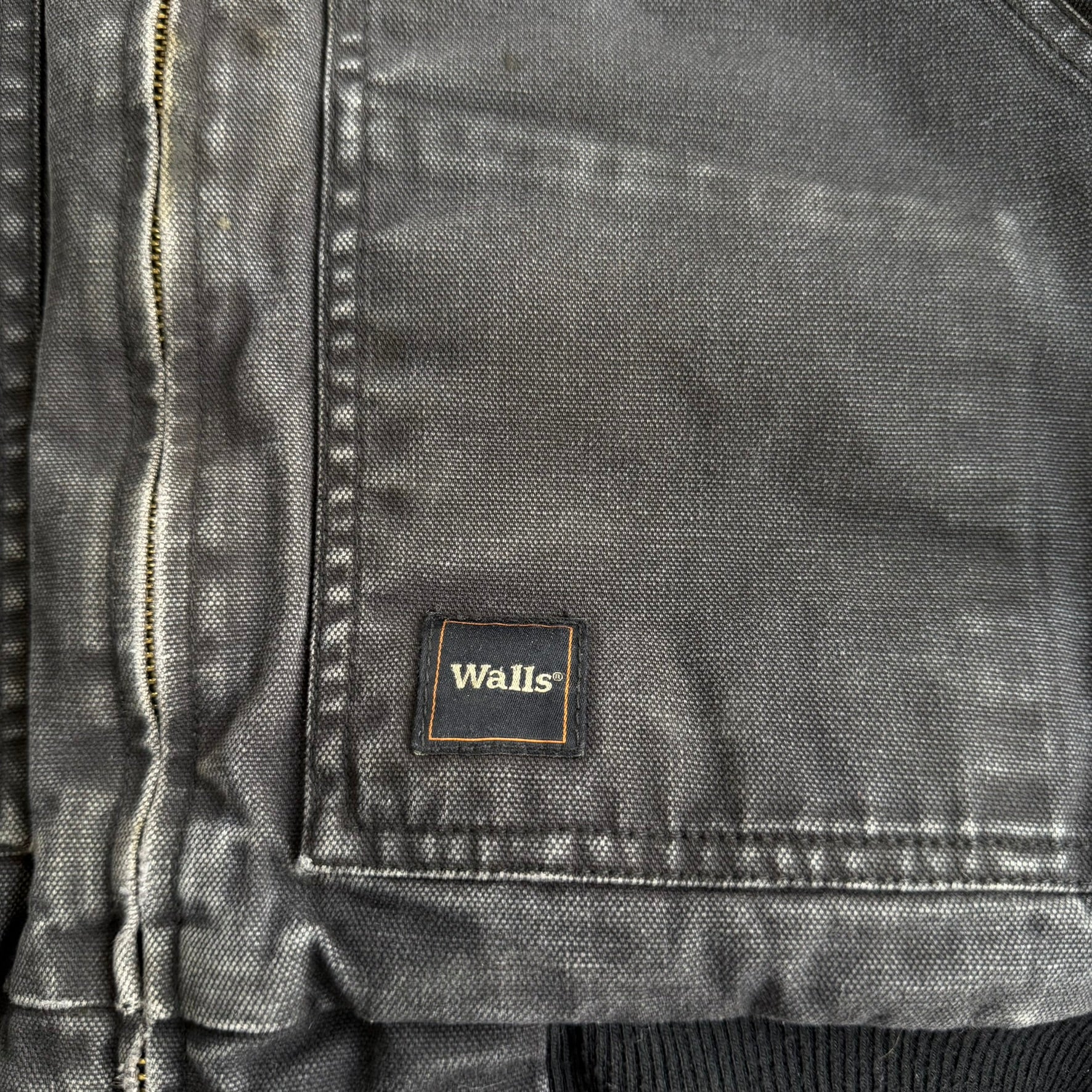 J- Vintage Walls Faded Black Canvas Hooded Work Jacket - L