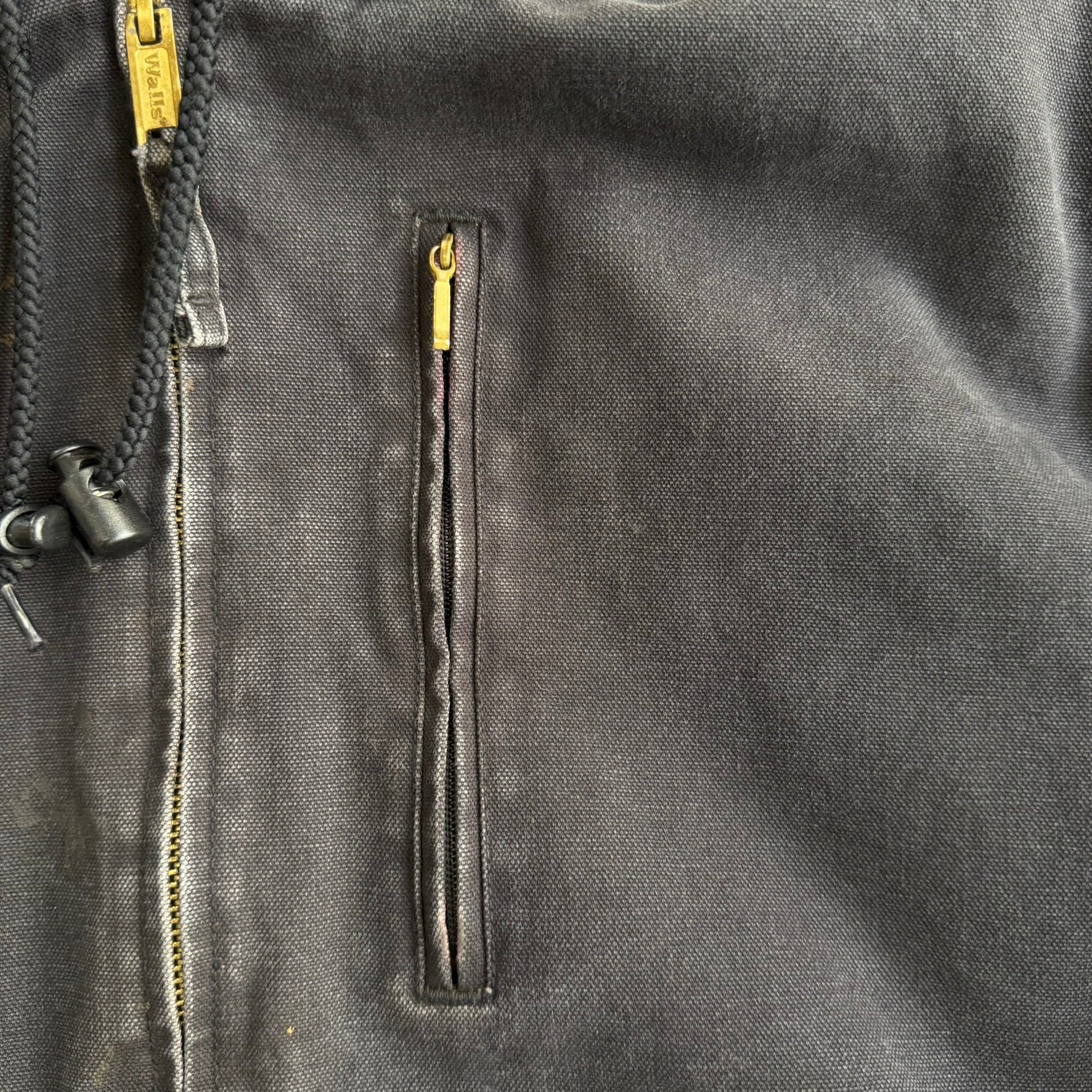 J- Vintage Walls Faded Black Canvas Hooded Work Jacket - L