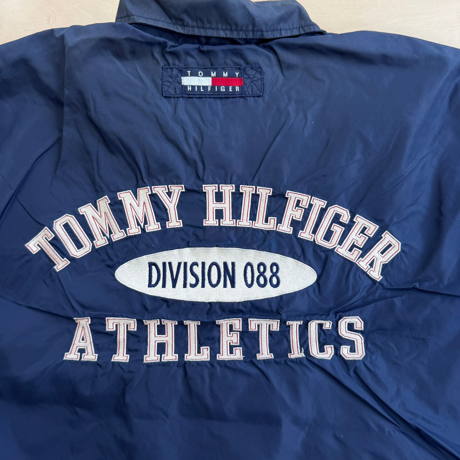 J- Vintage Tommy Hilfiger Embroidered Text Coach Jacket - L