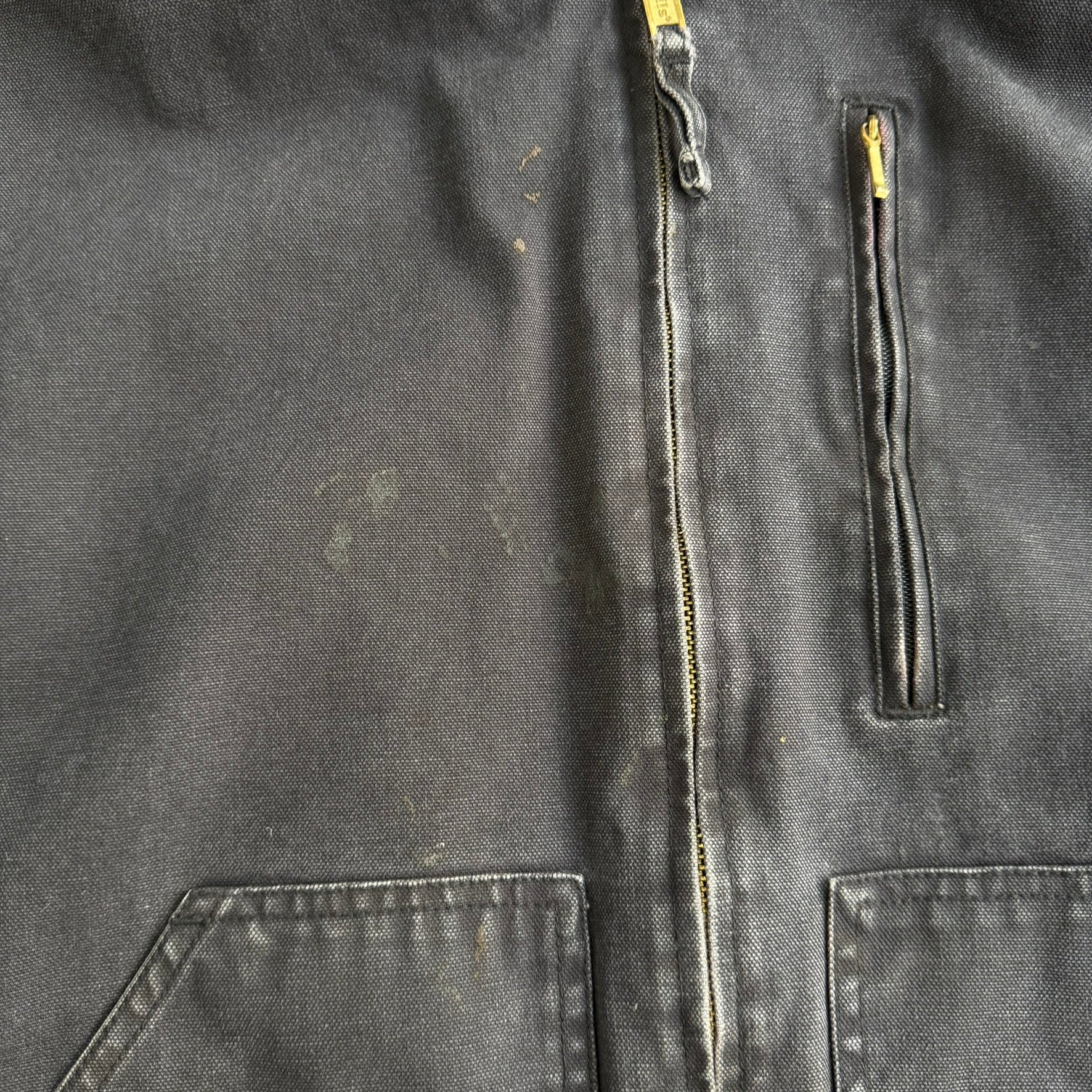 J- Vintage Walls Faded Black Canvas Hooded Work Jacket - L