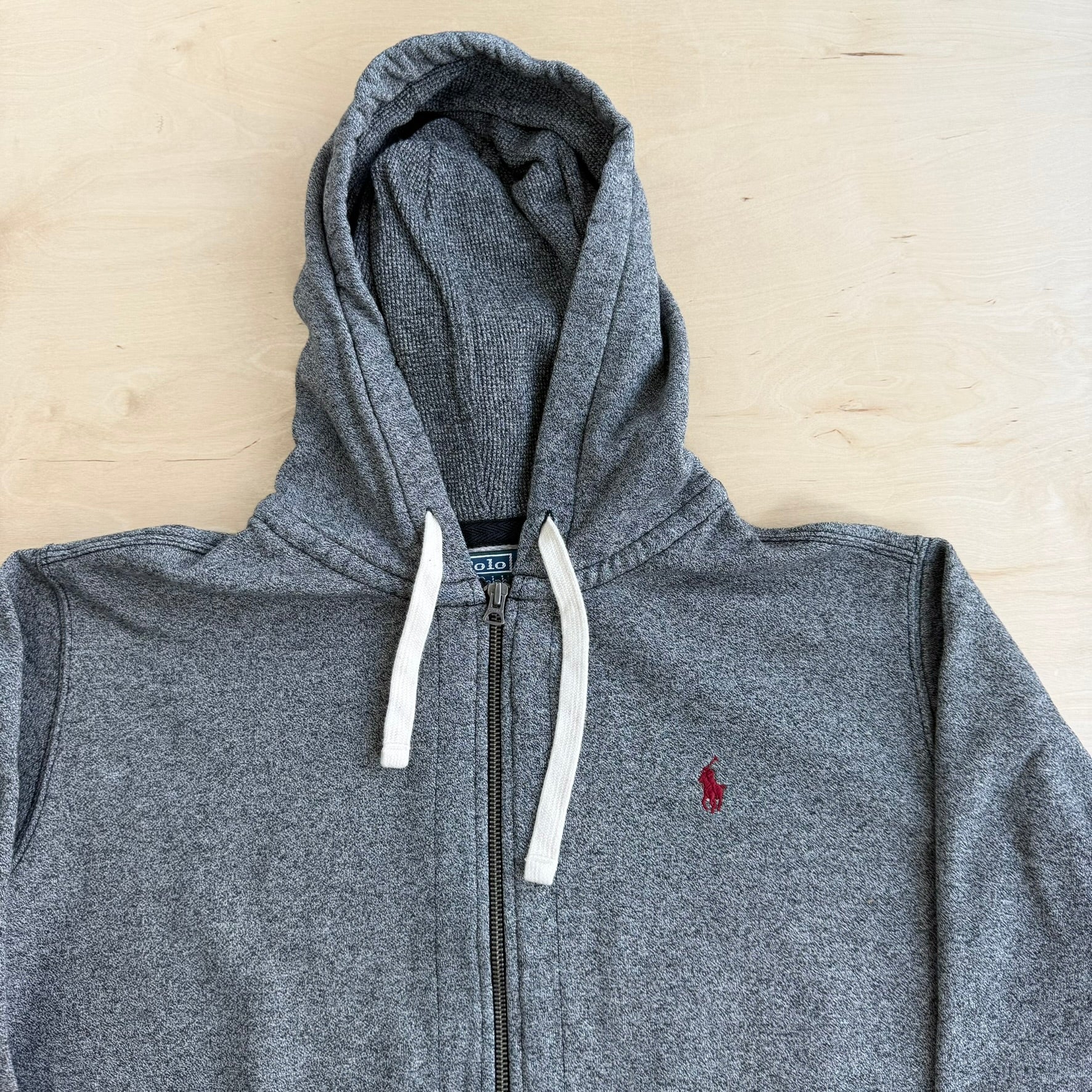J- Vintage Polo RL Embroidered Logo Zip Up Hoodie - L