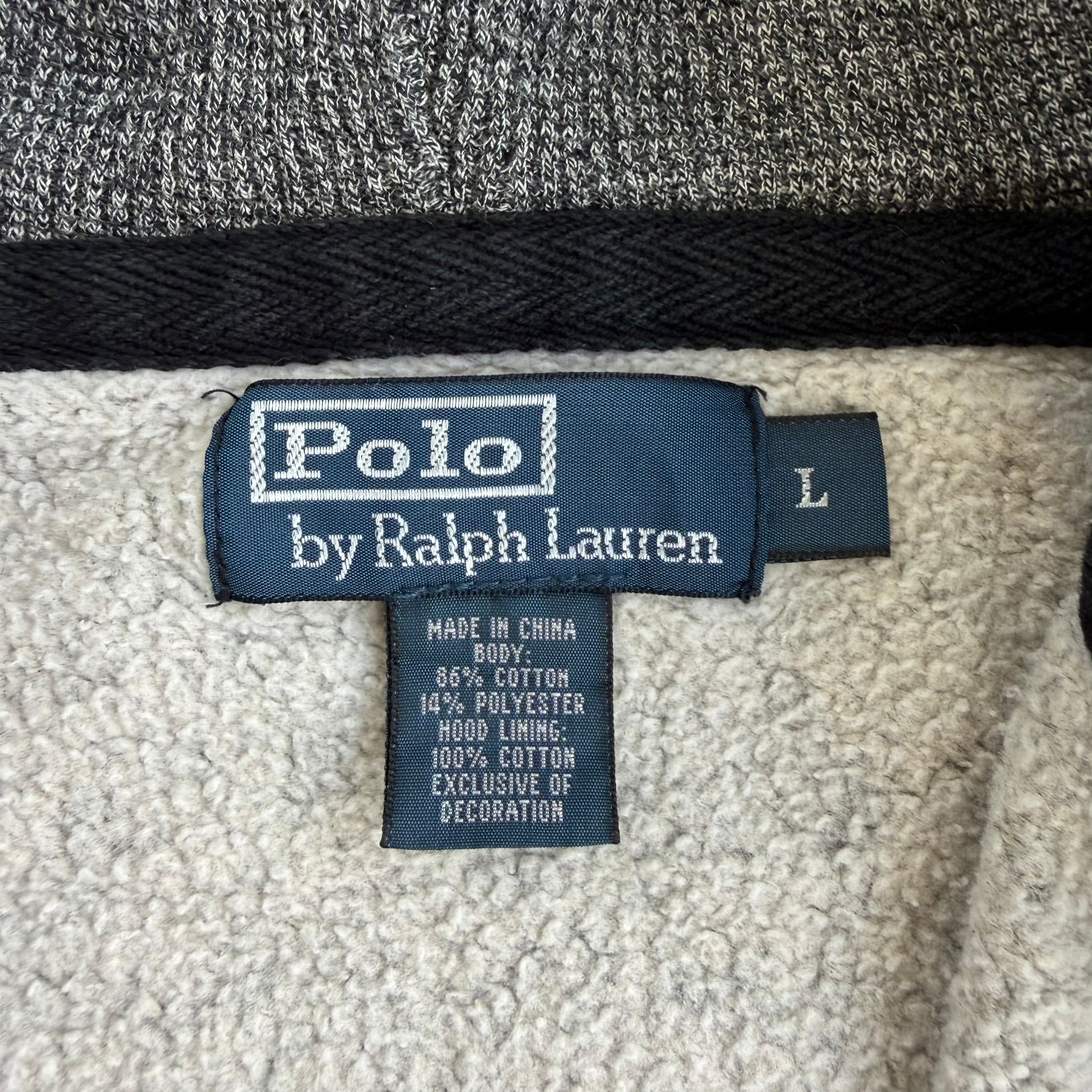 J- Vintage Polo RL Embroidered Logo Zip Up Hoodie - L