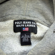 J- Vintage Polo Jeans RL Embroidered Text Hoodie - L