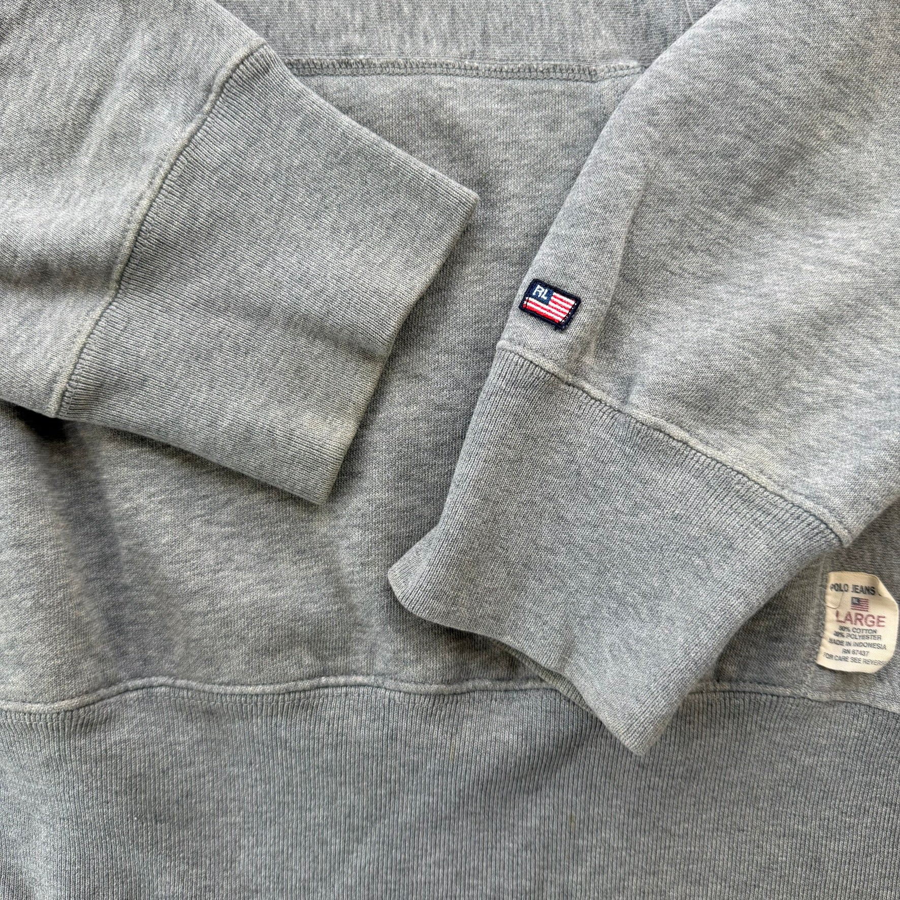 J- Vintage Polo Jeans RL Embroidered Text Hoodie - L