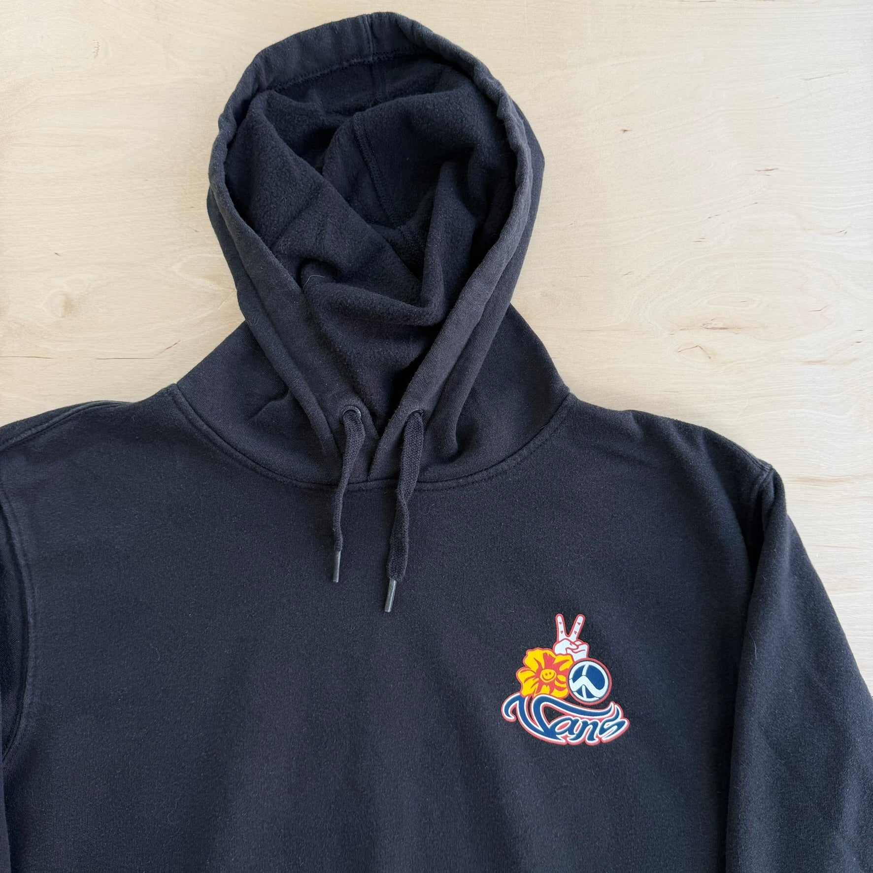 J- Vans Peace Signs & Text Graphic Hoodie - S