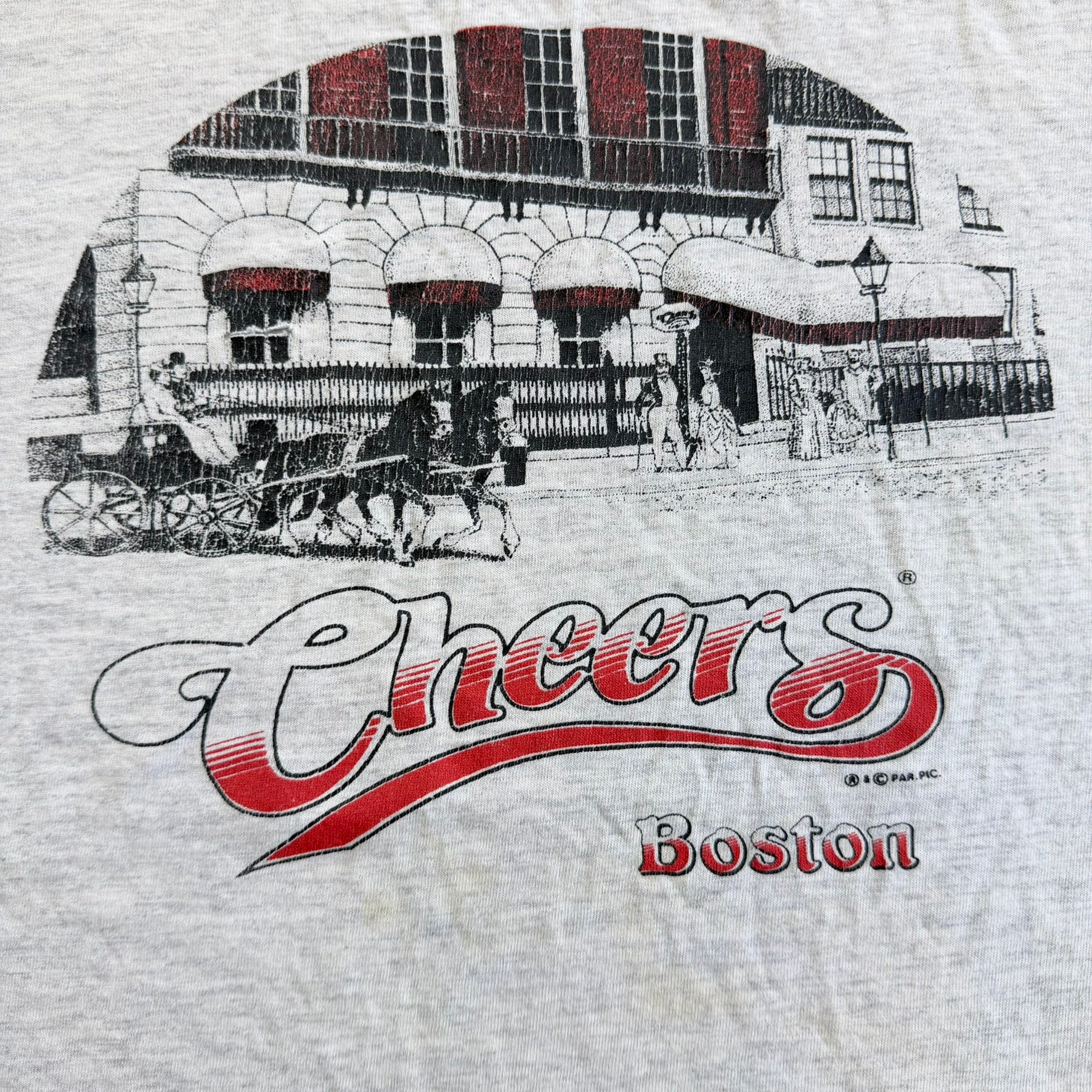 J- Vintage Cheers Boston Graphic Made In USA Single Stitch Tee - XL